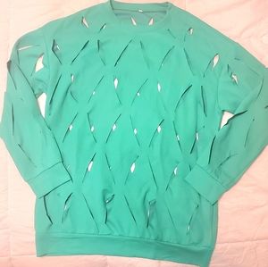 New Without Tags Green Cut Out Knit Sweater Size Medium